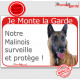 Berger Belge Malinois Tête, Plaque Portail Rouge Je Monte la Garde, surveille protège, pancarte panneau attention au chien