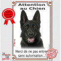 Berger Allemand noir, plaque verticale "Attention au Chien" 24 cm VL