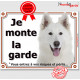 Berger Blanc Tête, plaque portail "Je Monte la Garde, risques et périls" pancarte panneau attention au chien suisse photo