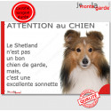 Plaque humour "Attention au Chien, le Shetland est une sonnette" 24 cm RNG