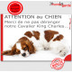Plaque "Attention au Chien, Merci de ne pas déranger notre Cavalier King Charles blenheim" pancarte portail humour panneau