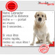 Labrador Sable assis, Plaque Portail distance niche-portail 3 secondes, pancarte, affiche panneau jaune beige photo