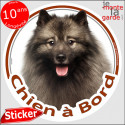 Spitz Loup Keeshond, autocollant voiture rond "Chien à Bord" 14 cm