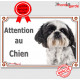 Shih-Tzu Noir et Blanc Tête, plaque portail "Attention au Chien" pancarte panneau photo affiche