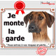 Rhodesian Ridgeback, plaque portail, photo "Je Monte la Garde risques périls" pancarte Attention au Chien panneau