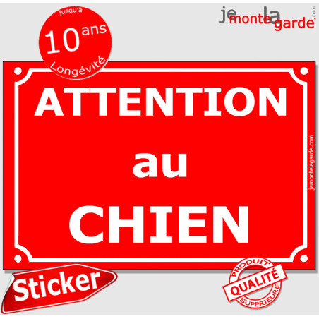 Sticker Portail "Attention au Chien" Rue Rouge 24 cm CLR Sticker Portail "Attention au Chien" Rue Rouge 24 cm CLR
