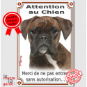 Boxer Bringé, plaque verticale "Attention au Chien" 24 cm VL