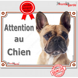 Bouledogue Français, plaque portail "Attention au Chien" 2 tailles LUX D