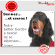 Plaque portail humour "Sonnez et Courez ! Notre Setter Gordon noir feu besoin dépenser" pancarte photo Attention au Chien photo