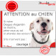 Dogue Argentin, plaque portail humour "Attention au Chien, Jetez Vous au Sol, attendez secours, courage" pancarte drôle photo