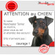 Manchester Terrier, plaque portail humour "Attention au Chien, Jetez Vous au Sol, attendez secours, courage" pancarte photo