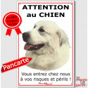 Montagne des Pyrénées, plaque "Attention au Chien" 24 cm ECO