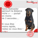 Rottweiler Assis, plaque humour, "parcourt distance Niche - Portail" 24 cm