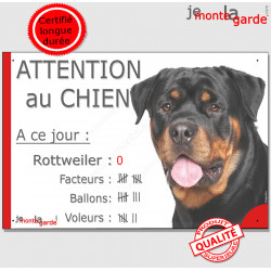 Rottweiler, plaque "Nombre de Voleurs, ballons, facteurs" 24 cm