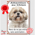 Shih-Tzu, plaque verticale " Attention au Chien" 24 cm VL