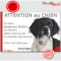 Epagneul Breton, plaque humour "Jetez Vous au Sol, Attention au Chien" 24 cm JET