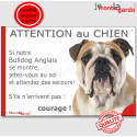 Bulldog Anglais, plaque humour "Jetez Vous au Sol, Attention au Chien" 24 cm JET