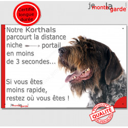 Plaque Griffon Korthals humour "Attention au Chien parcourt Distance Niche - Portail moins de 3 secondes" pancarte panneau photo