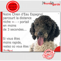 Chien d'Eau Espagnol, plaque humour "distance Niche - Portail" 24 cm