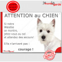 Westie, plaque humour "Jetez Vous au Sol, Attention au Chien" 24 cm JET