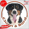 Bouvier Suisse, sticker rond "Chien à Bord" 14 cm