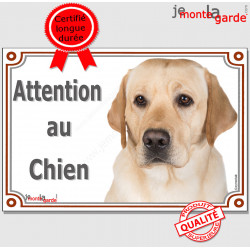 Labrador sable tête, plaque portail "Attention au Chien" pancarte panneau photo Labradore Retriever beige jaune