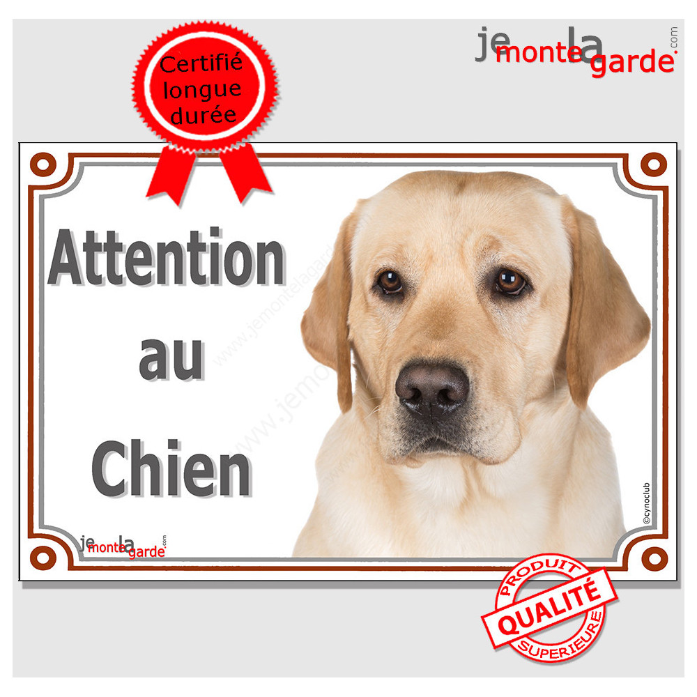 Plaque "attention au chien" Couleur : Blanc - Plaque de garde et  autocollants - Natur'animo - Notre passion, vos animaux !