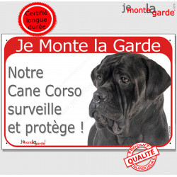 Cane Corso, plaque rouge " Je Monte la Garde" 24 cm