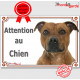 Staffie Fauve Tête, plaque portail extérieure "Attention au Chien" pancarte staffy photo Staffordshire Bull-Terrier marron