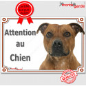 Staffie Fauve, plaque portail extérieure "Attention au Chien" 2 tailles LUX D