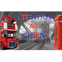 Plaque portail "Attention au Chien", Londres Angleterre 20 cm OBI
