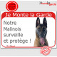 Berger Belge Malinois Tête, plaque portail rouge "Je Monte la Garde, surveille et protège" pancarte panneau photo