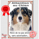 Berger Australien Bleu Merle tête, Plaque "Attention au Chien, interdit sans autorisation" panneau, verticale pancarte Aussie