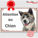 Akita Inu, plaque portail "Attention au Chien" 24 cm LUX