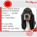 Basset Hound, plaque "parcourt distance Niche - Portail" 24 cm