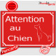 Attention au Chien, Plaque de Rue Rouge panneau affiche pancarte portail