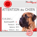 Bullmastiff, plaque "Nombre de Voleurs, ballons, facteurs" 24 cm NBR