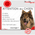 Eurasier, plaque humour "Jetez Vous au Sol, Attention au Chien" 24 cm JET