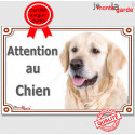 Golden Retriever, plaque portail "Attention au Chien" 24 cm LUX D