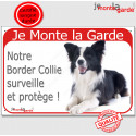 Border Collie, plaque rouge "Je Monte la Garde" 24 cm RED