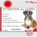 Boxer, plaque humour "Jetez Vous au Sol, Attention au chien" 24 cm