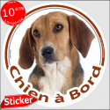 Beagle Harrier, sticker voiture "Chien à Bord" 15 cm