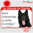 Groenendael, plaque portail rouge "Je Monte la Garde" 24 cm RED