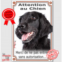 Flat Coated Retriever plaque portail "Attention au Chien" verticale 24 cm VL