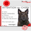 Berger Hollandais, plaque humour "Jetez Vous au Sol, Attention au Chien" 24 cm JET