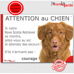 Nova Scotia, plaque humour "Jetez Vous au Sol, Attention au Chien" 24 cm JET