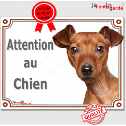 Pinscher Fauve Tête, Plaque portail "Attention au Chien" panneau affiche pancarte photo