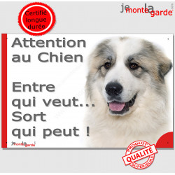Plaque Montagne des Pyrénées "Attention au Chien, Entre qui veut..." 24 cm EQV