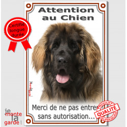 Leonberg , plaque portail verticale "Attention au Chien" 24 cm VL