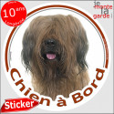 Briard fauve, sticker rond voiture "Chien à Bord" 2 tailles